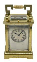 Victorian Mantel Clock Silver Masked Dial – French 8-Day Carriage Clock with Repeat Feature