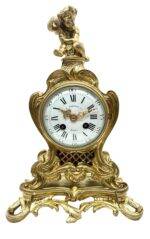 Antique French Ormolu Scrolling Mantel Clock – Cherub Finial