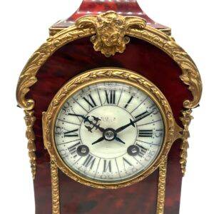 French shell mantel clock – Ormolu mounts Fruit Basket Finial Top Circa 1860