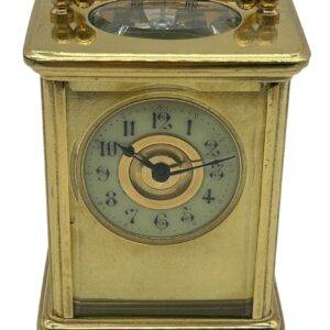 Classic Carriage Clock with Brass and Enamel Masked Dial – French 8-Day Timepiece Movement.