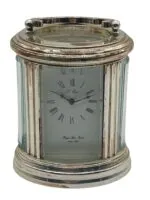 Rare L Epee Miniature Oval Carriage Clock – French Silver Plated 8-Day Movement