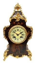 Antique Vernis Martin French Painted Boulle Mantel Clock – Circa 1860
