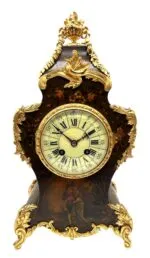 Antique Vernis Martin French Painted Boulle Mantel Clock – Circa 1860