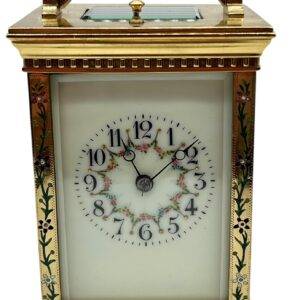 Antique French Repeater Carriage Clock – Enamelled Decoration 8 – Day Gong Striking Carriage C1890