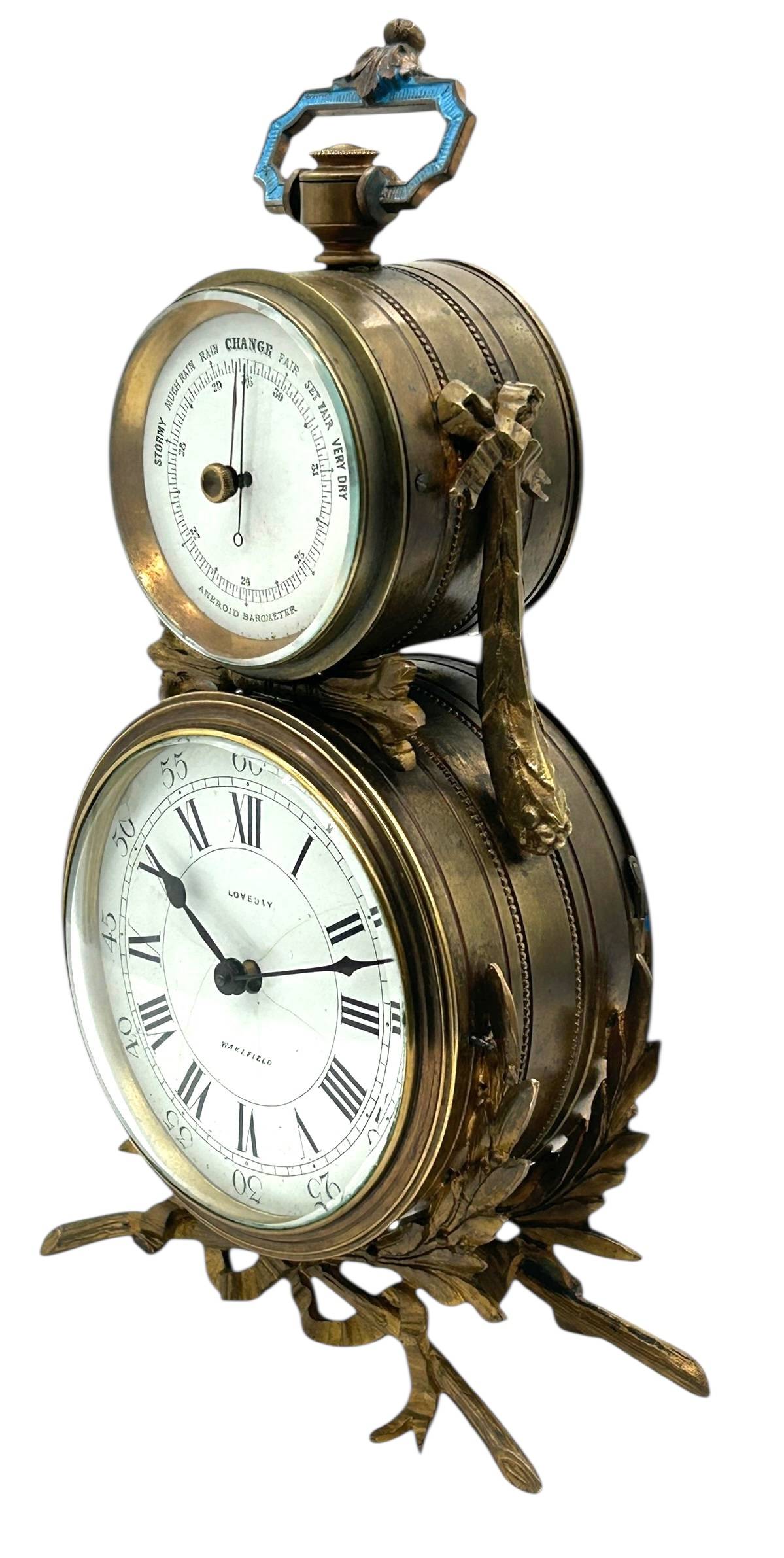 Rare Antique French Desk Clock – Combination Barometer & Mantel Clock Set C1870