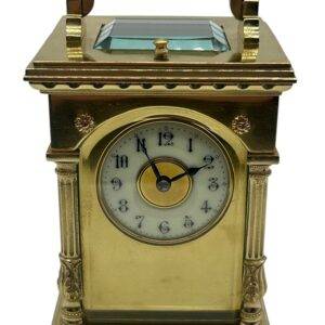 Incredible Architectural Carriage Clock with Brass and Enamel Masked Dial – French 8-Day Gong Striking Carriage Clock with Repeat Feature.