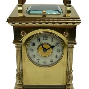 Incredible Architectural Carriage Clock with Brass and Enamel Masked Dial – French 8-Day Gong Striking Carriage Clock with Repeat Feature.