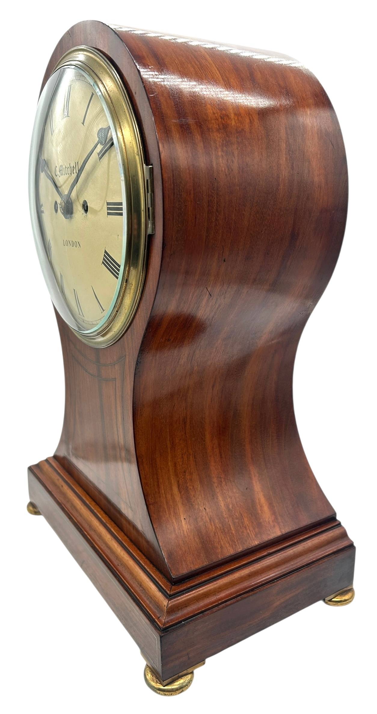 Superb Mahogany English Balloon Bracket Clock – Double Fusee Mantel Clock by C Mitchell of London