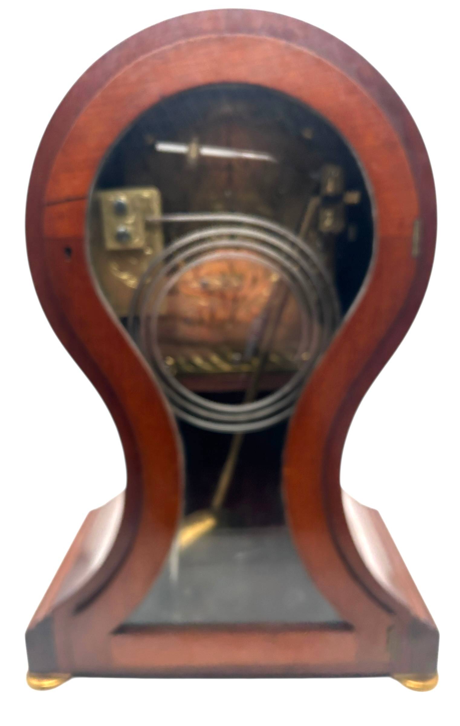 Superb Mahogany English Balloon Bracket Clock – Double Fusee Mantel Clock by C Mitchell of London