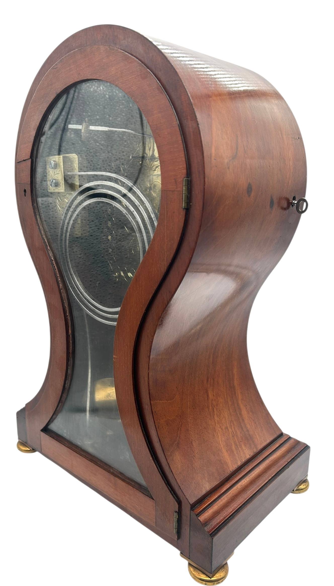 Superb Mahogany English Balloon Bracket Clock – Double Fusee Mantel Clock by C Mitchell of London