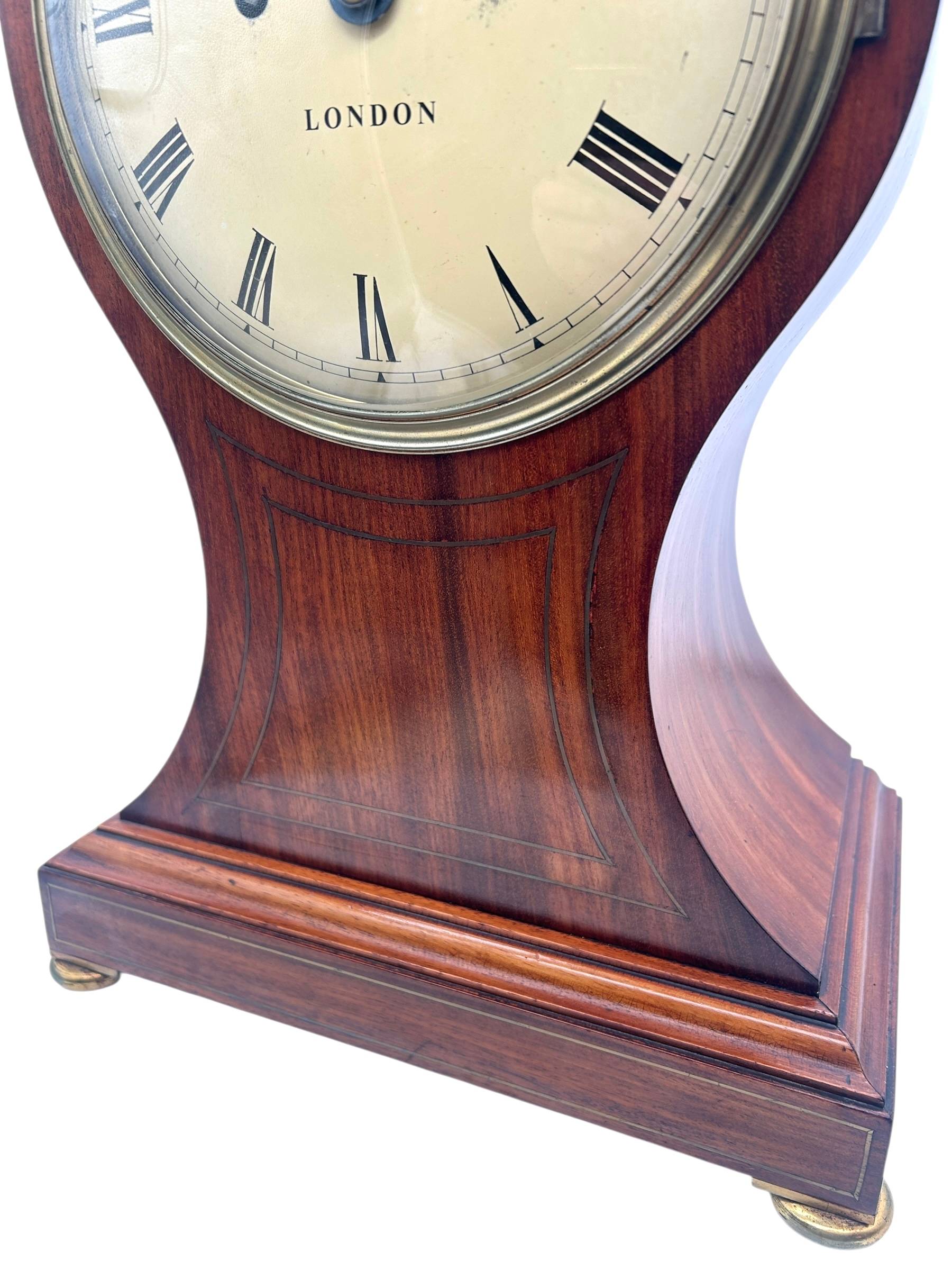 Superb Mahogany English Balloon Bracket Clock – Double Fusee Mantel Clock by C Mitchell of London