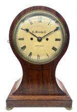 Superb Mahogany English Balloon Bracket Clock – Double Fusee Mantel Clock by C Mitchell of London