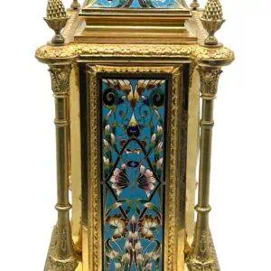 French Bronze Ormolu Champleve Mantel Clock