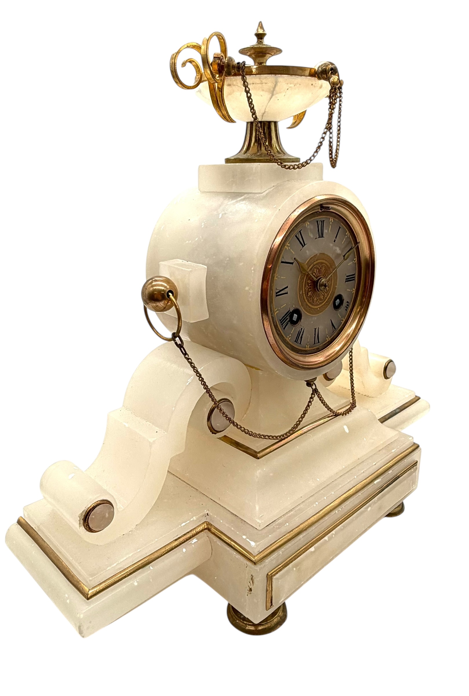 8 day French Alabaster mantel clock