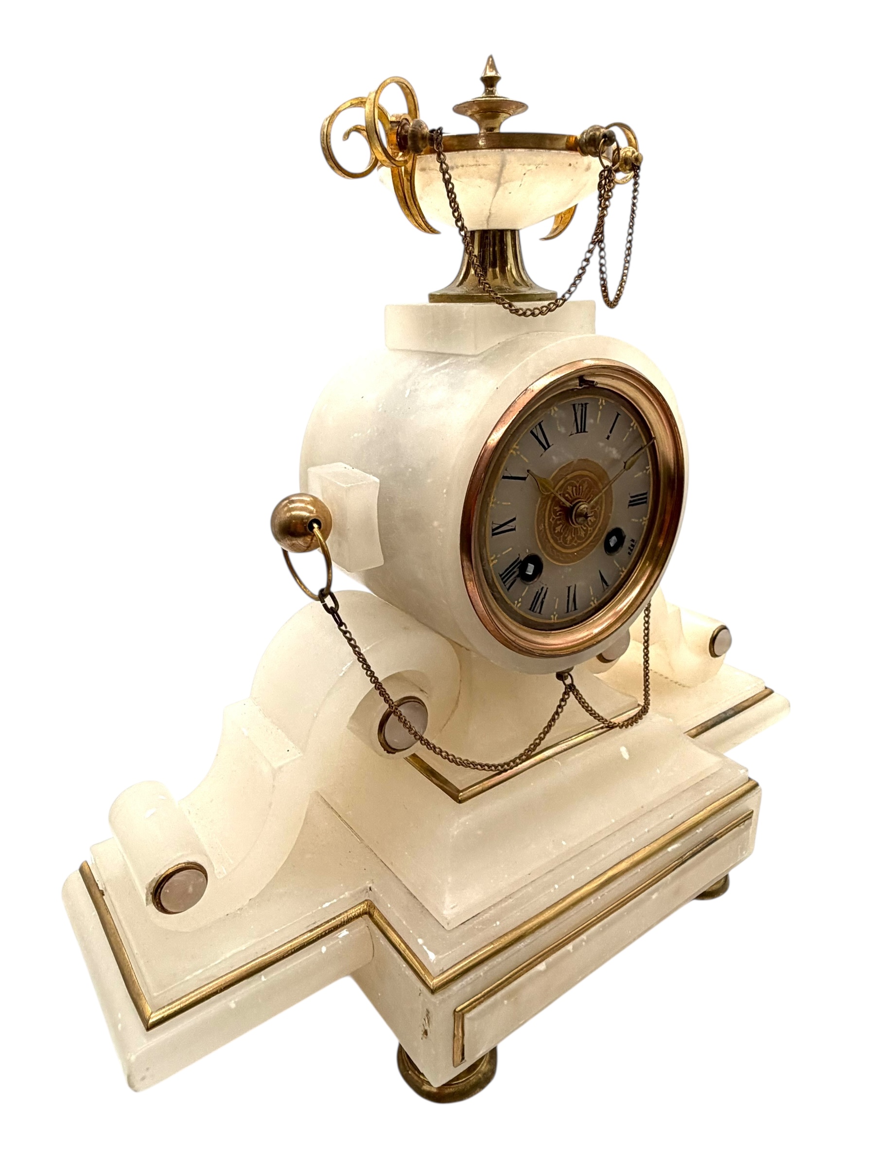 8 day French Alabaster mantel clock