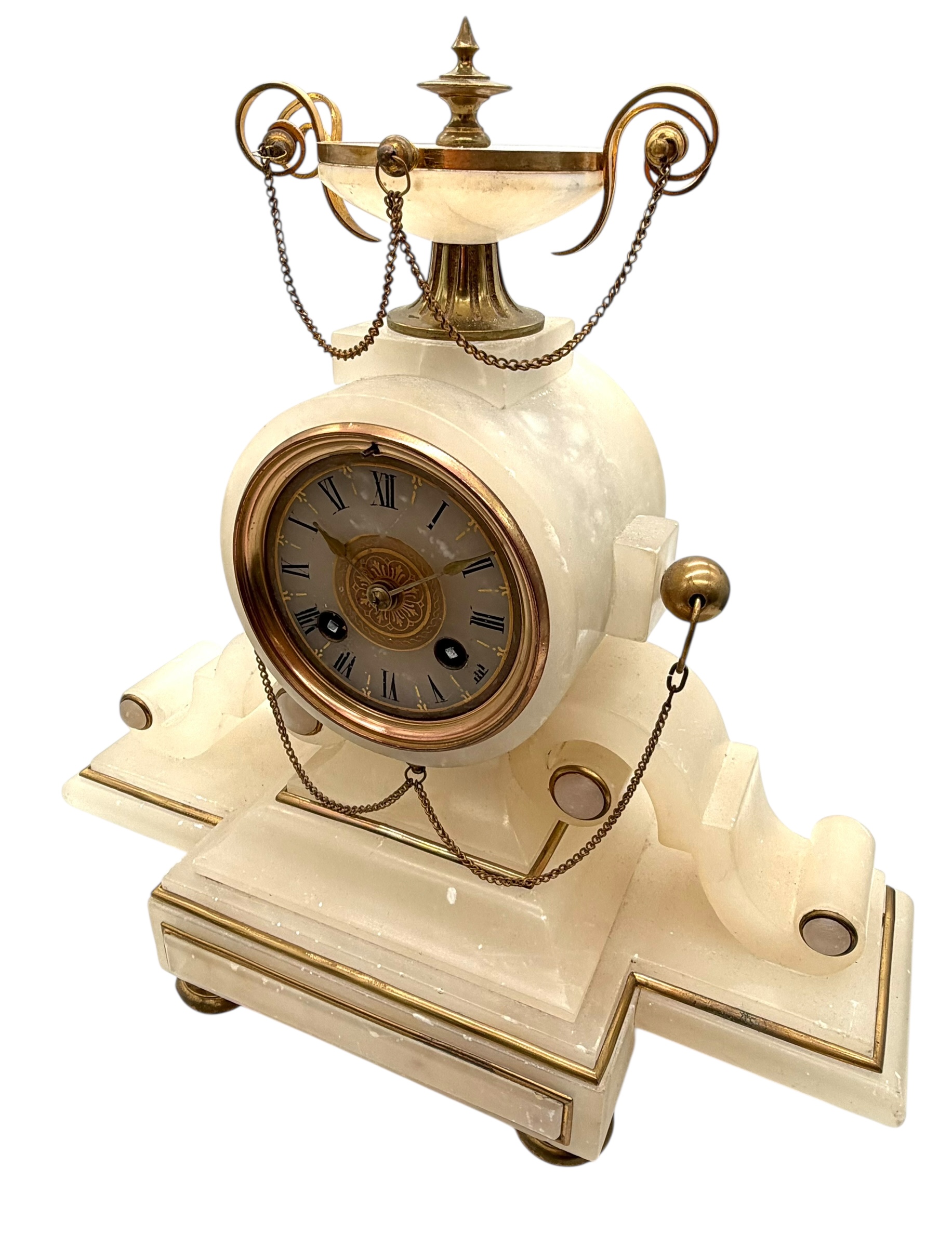 8 day French Alabaster mantel clock