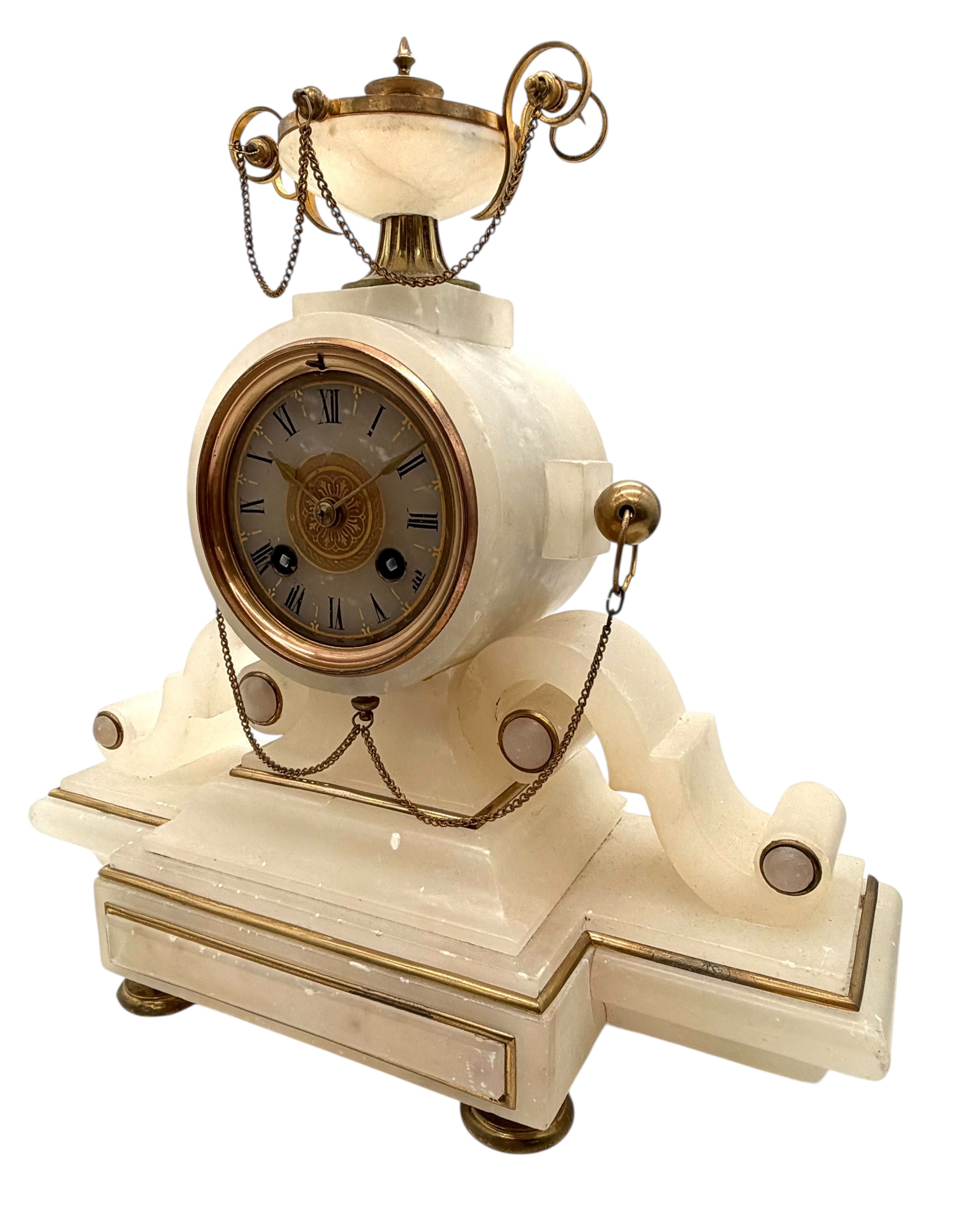 8 day French Alabaster mantel clock