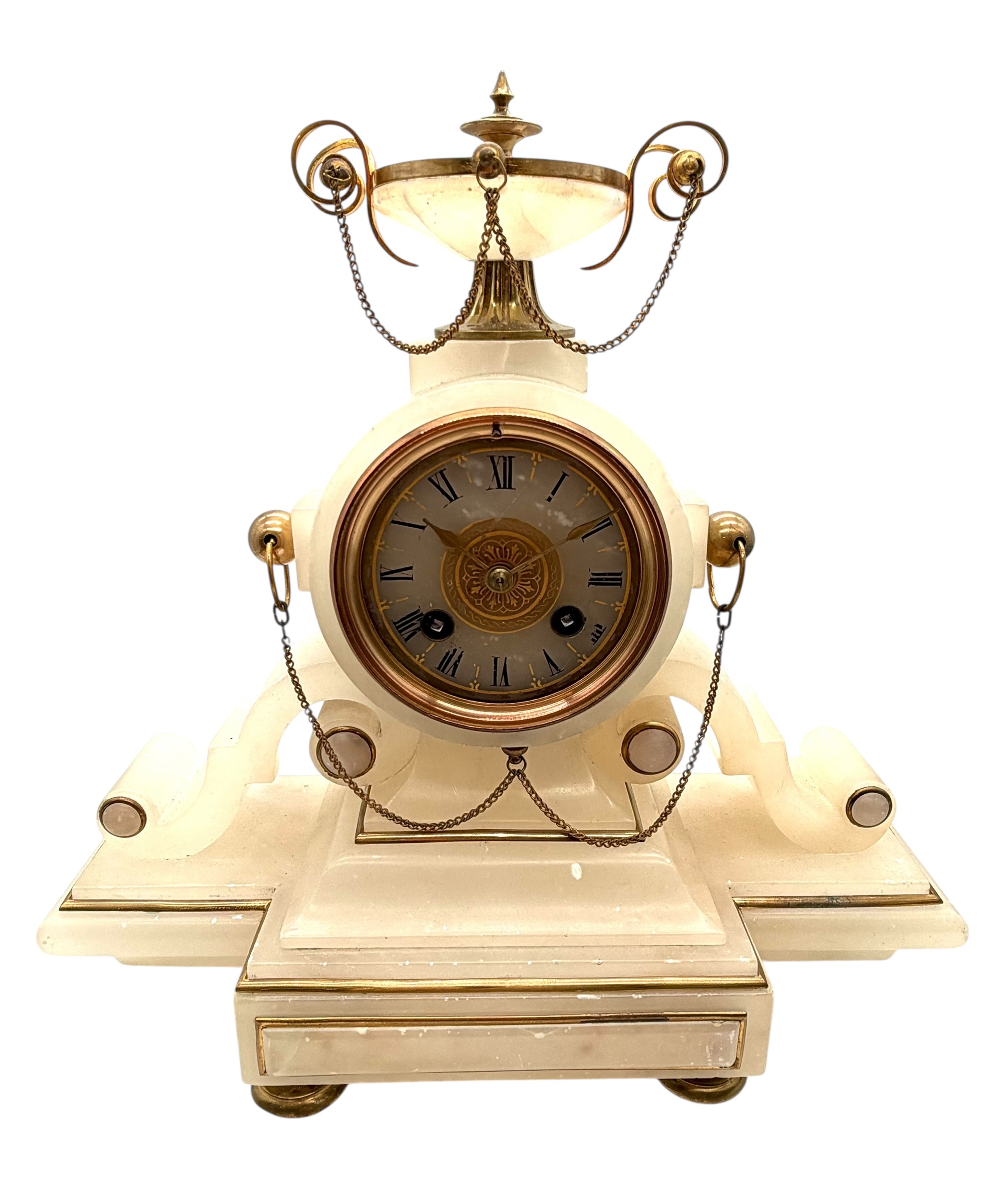 8 day French Alabaster mantel clock