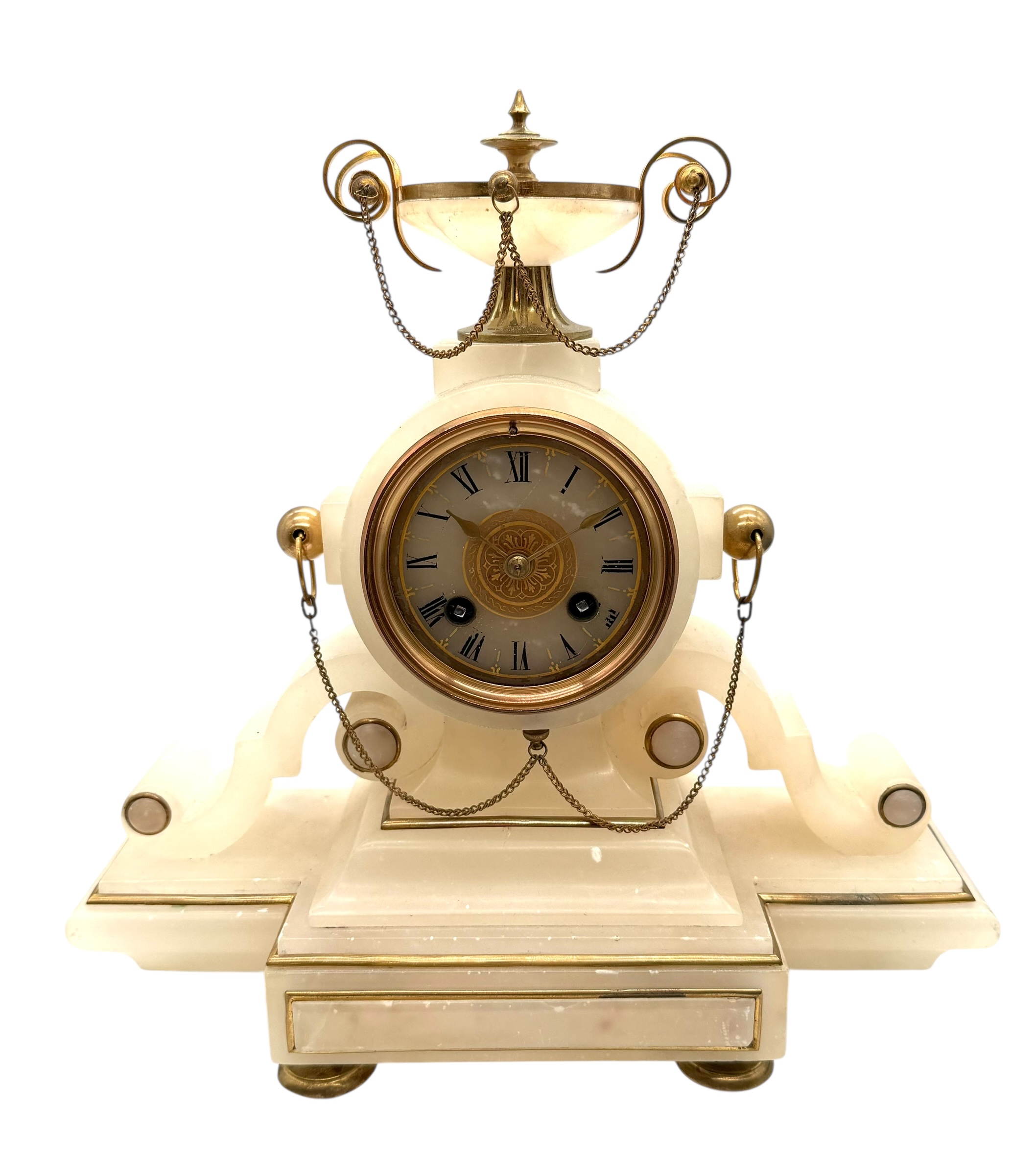 8 day French Alabaster mantel clock