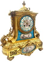 Ormolu French Victorian Sevres 8-day mantel Clock