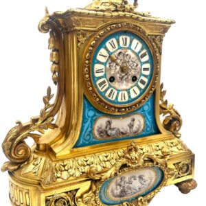 Ormolu French Victorian Sevres 8-day mantel Clock