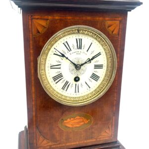 French Inlaid Mahogany Mantel Clock