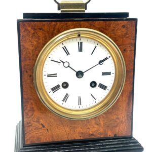 Quality Burr Walnut and Ebony Mantel Clock – Satinwood & MOP inlay - 8-Day Mantle Clock – Circa 1900