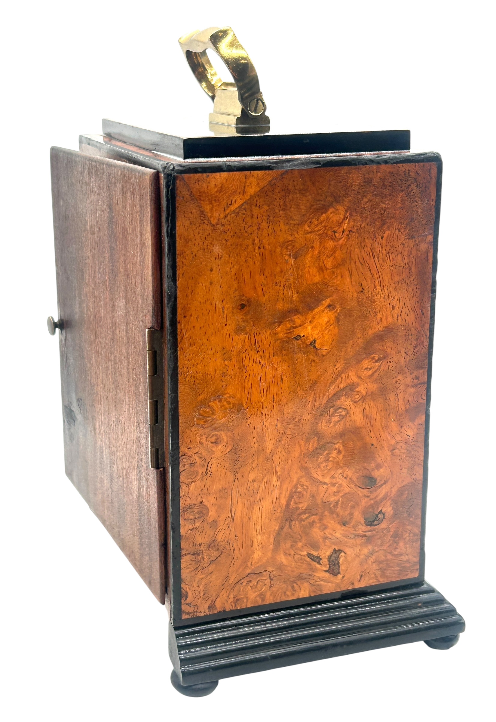 Quality Burr Walnut and Ebony Mantel Clock – Satinwood & MOP inlay - 8-Day Mantle Clock – Circa 1900