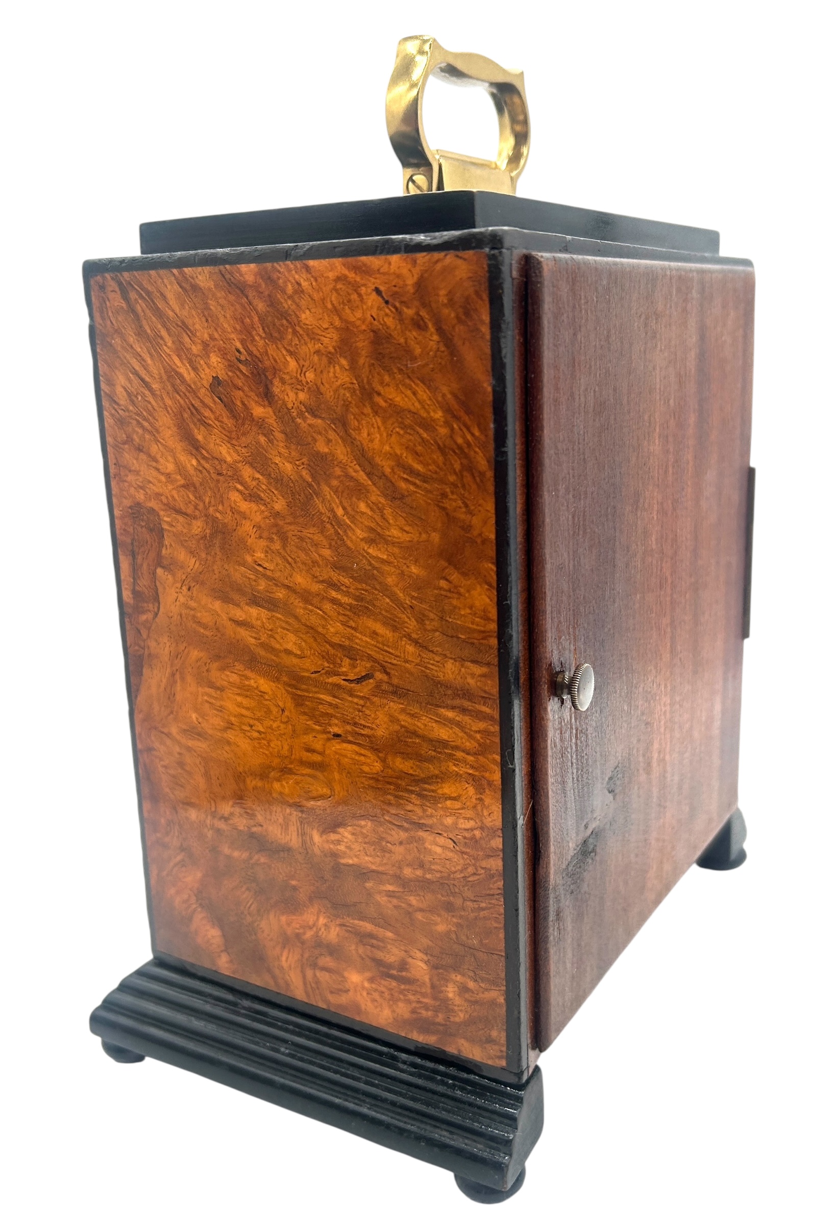 Quality Burr Walnut and Ebony Mantel Clock – Satinwood & MOP inlay - 8-Day Mantle Clock – Circa 1900