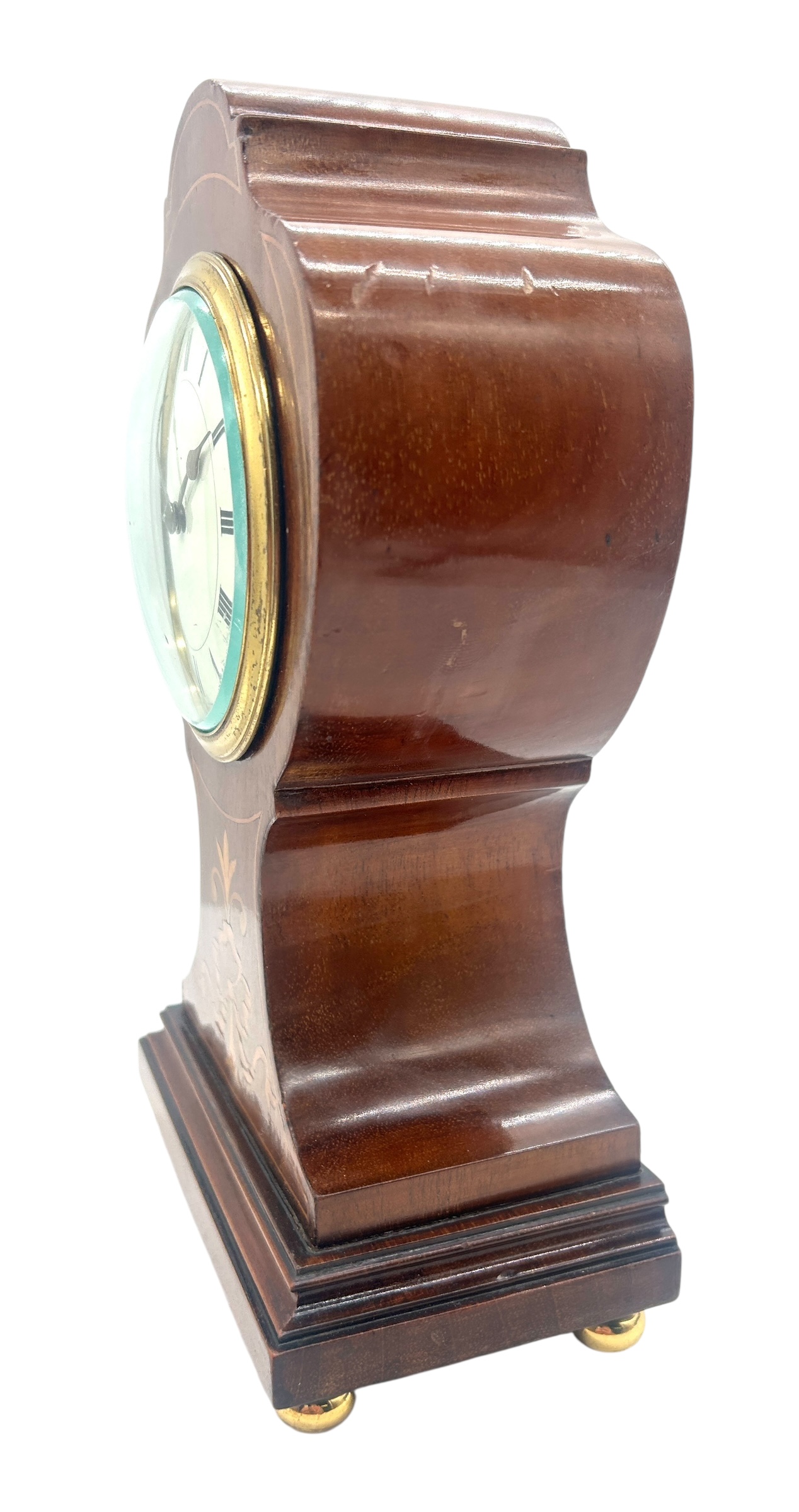 Quality Solid Mahogany Mantel Clock – Satinwood inlay - 8-Day Mantle Clock – Circa 1900