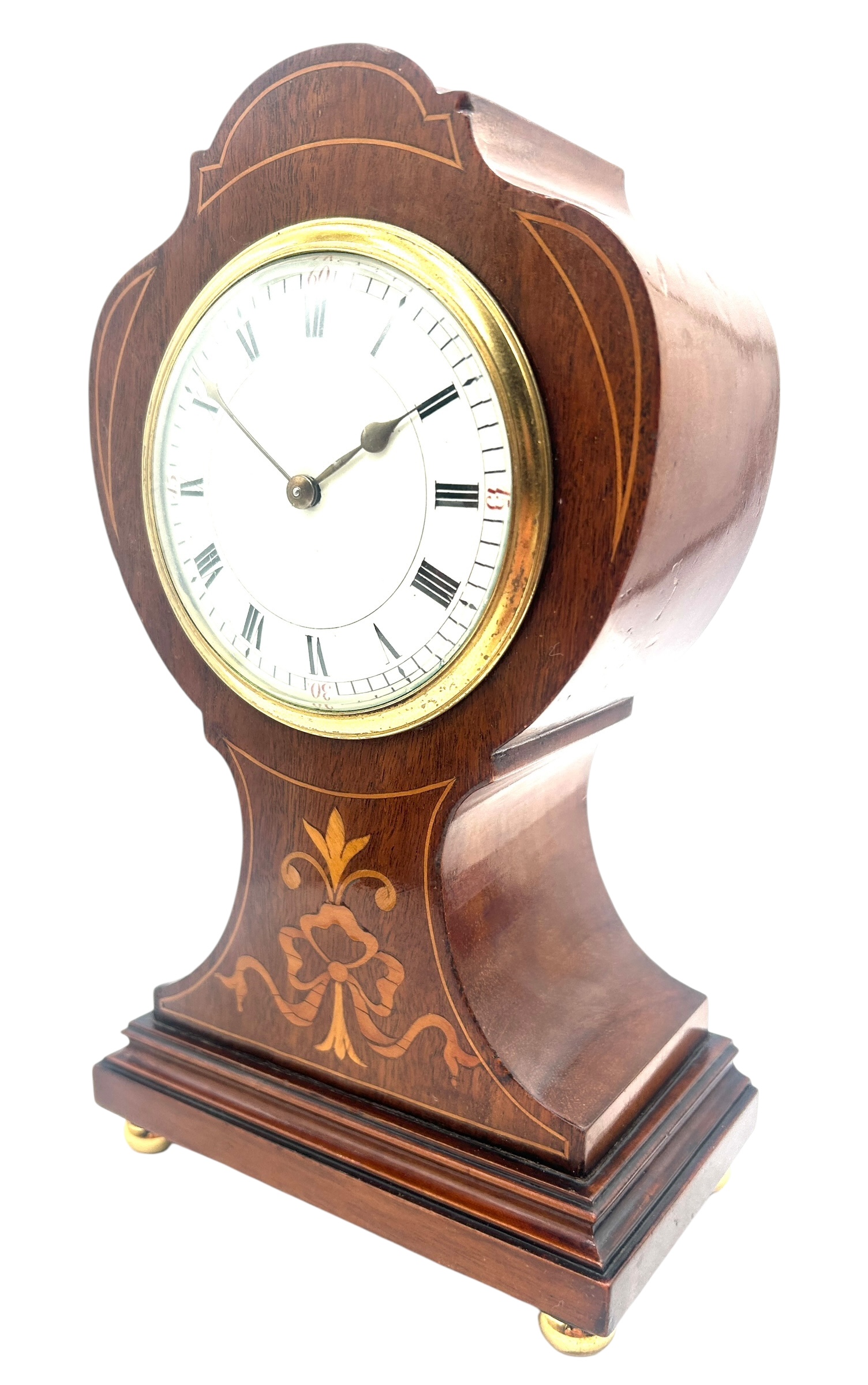Quality Solid Mahogany Mantel Clock – Satinwood inlay - 8-Day Mantle Clock – Circa 1900