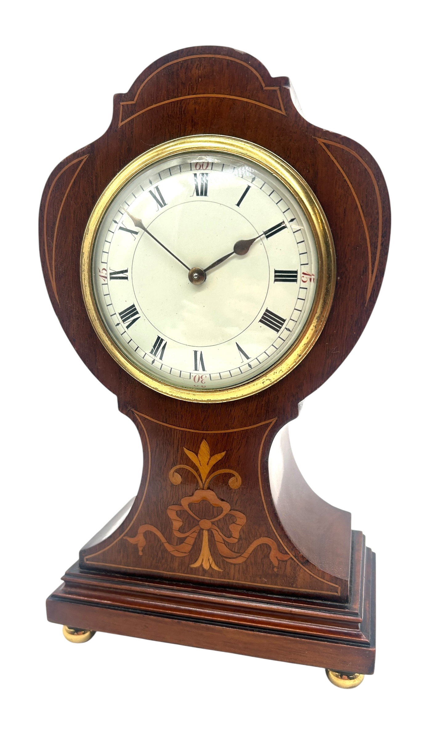 Quality Solid Mahogany Mantel Clock – Satinwood inlay - 8-Day Mantle Clock – Circa 1900