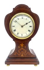 Quality Solid Mahogany Mantel Clock – Satinwood inlay - 8-Day Mantle Clock – Circa 1900