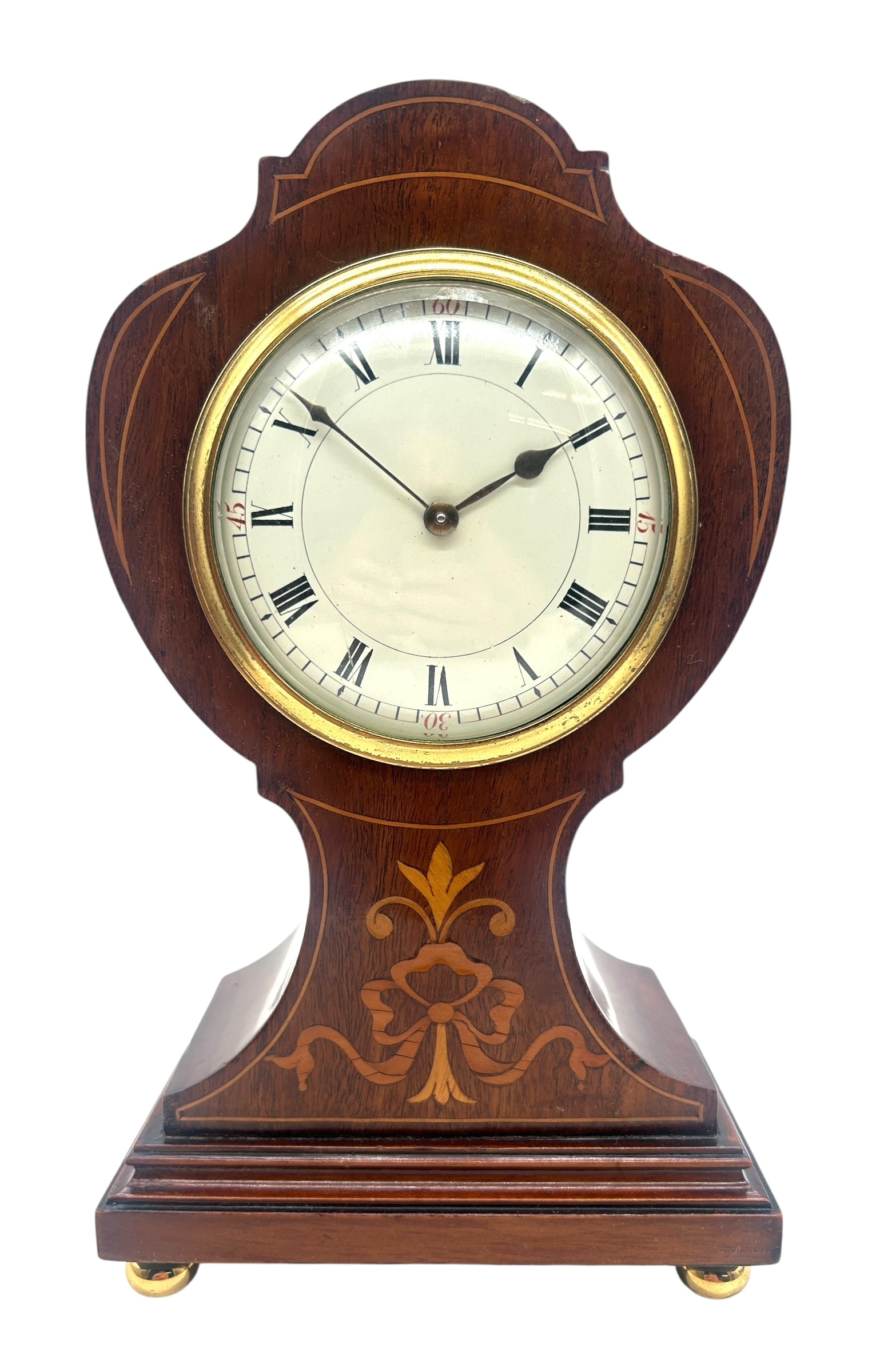 Quality Solid Mahogany Mantel Clock – Satinwood inlay - 8-Day Mantle Clock – Circa 1900