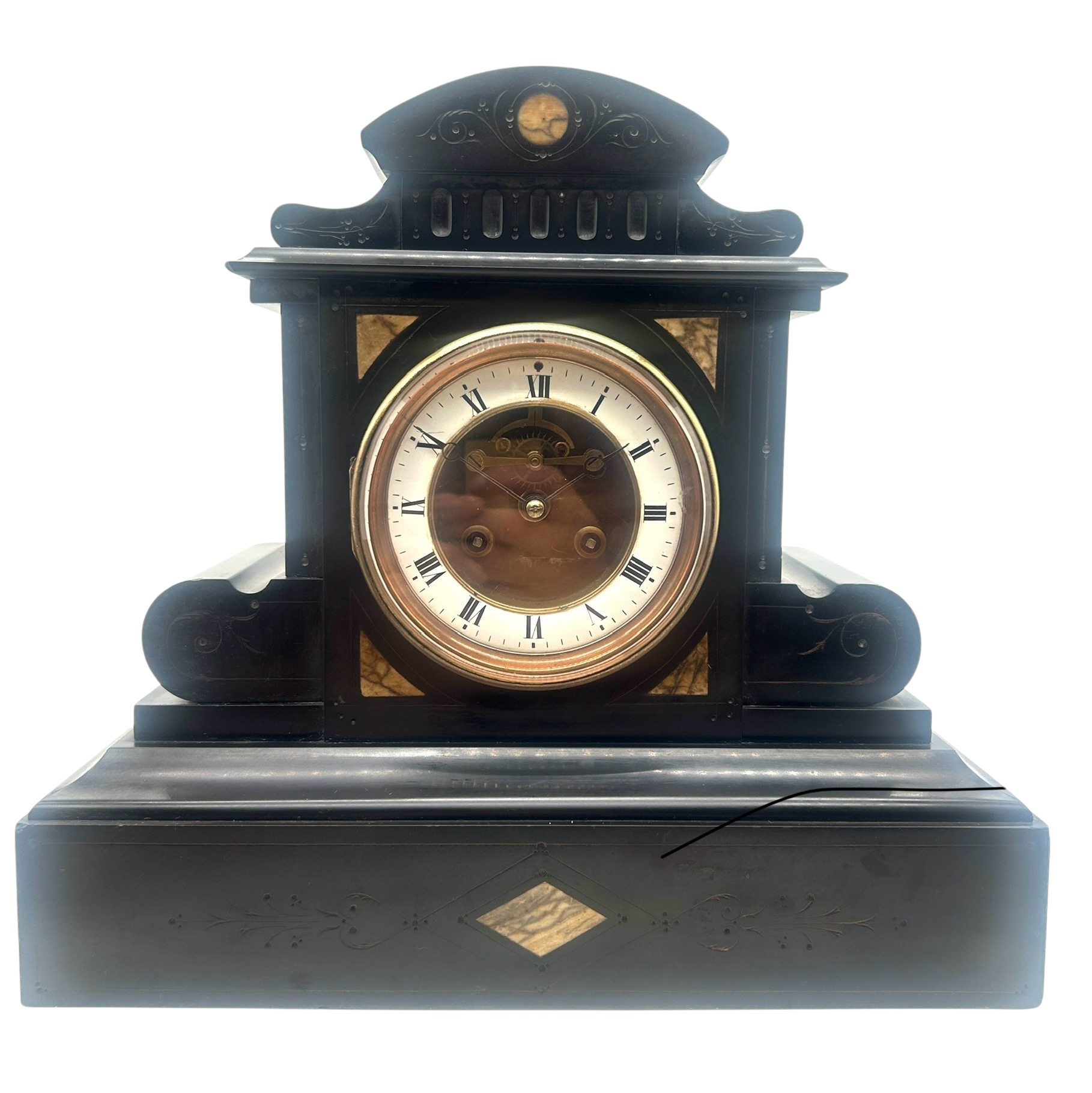 French 8 Day Slate Mantel Clock