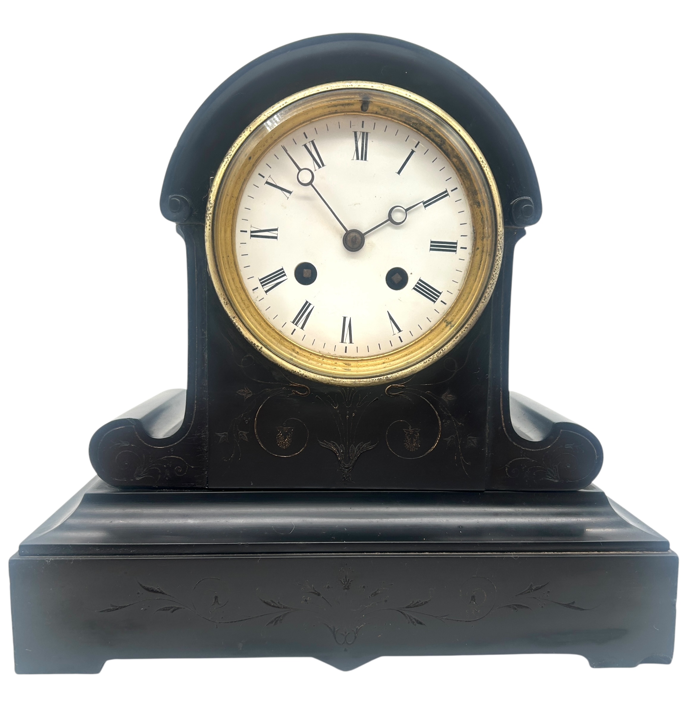 Arch Top Slate Clock 8-Day Striking Marble Mantel Clock