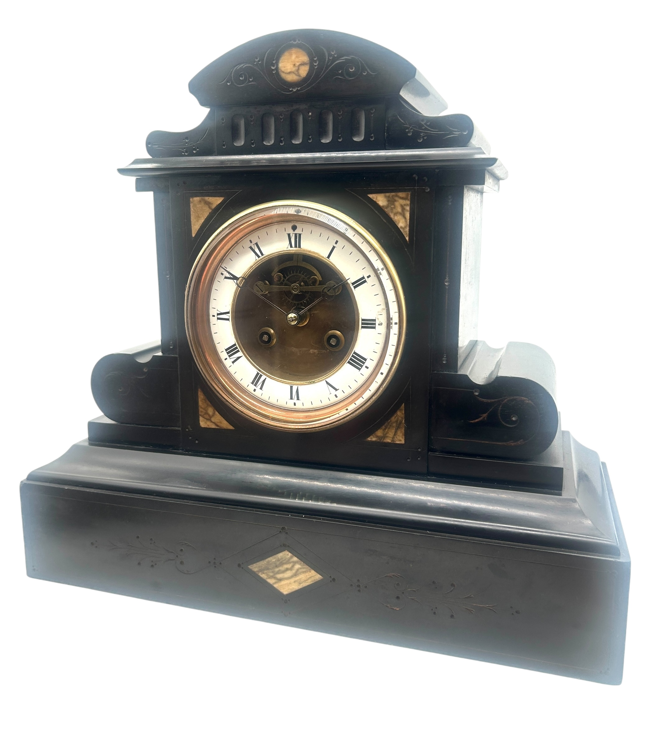 French 8 Day Slate Mantel Clock