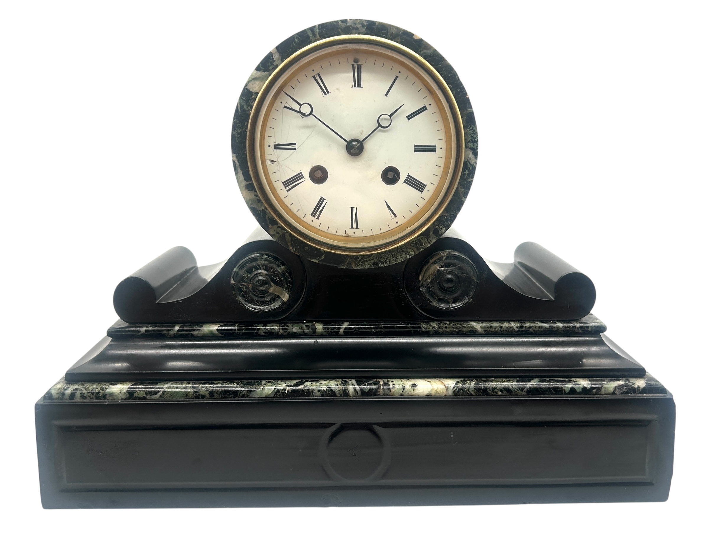 Victorian Drumhead Slate Mantel Clock