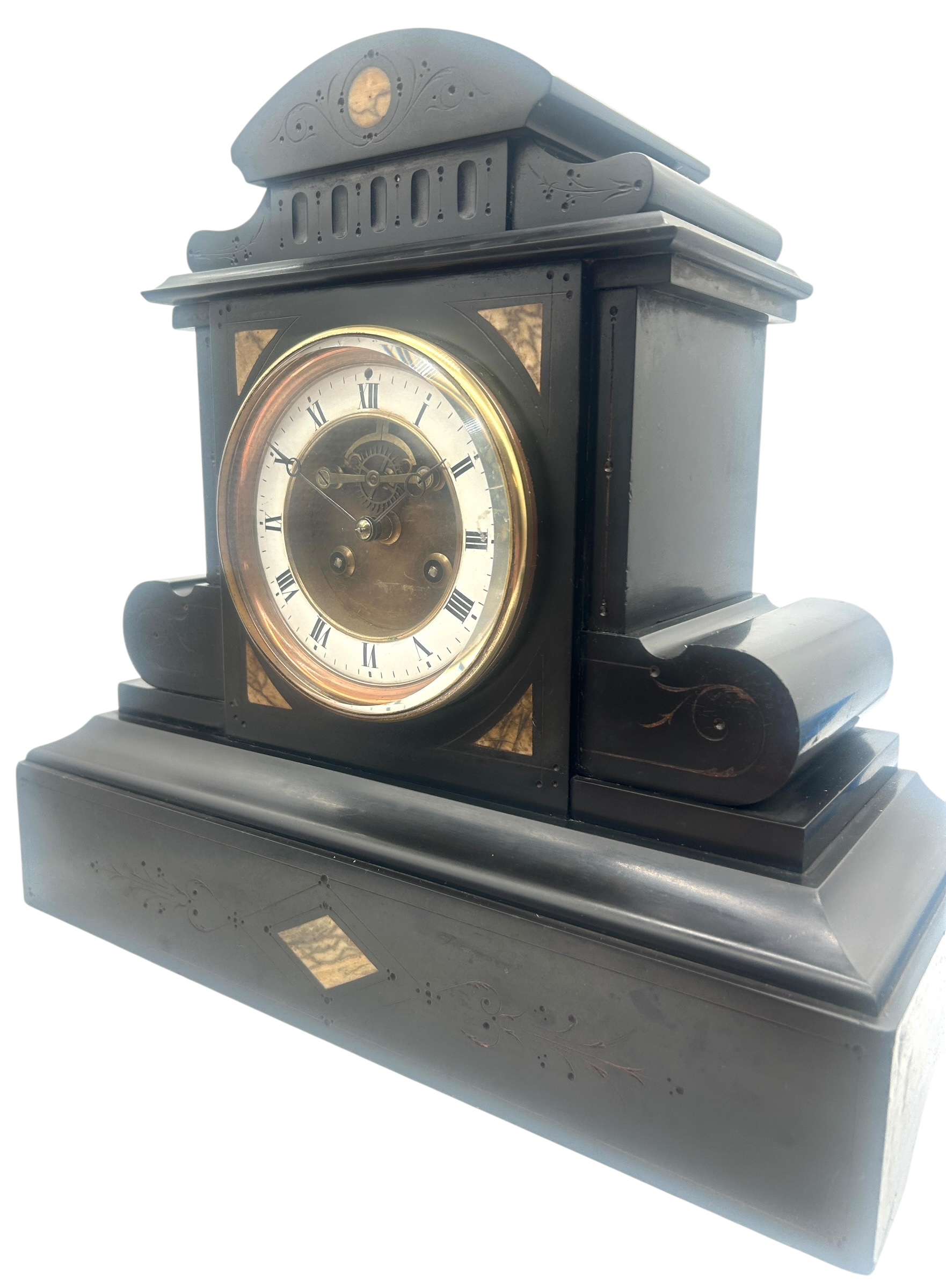 French 8 Day Slate Mantel Clock
