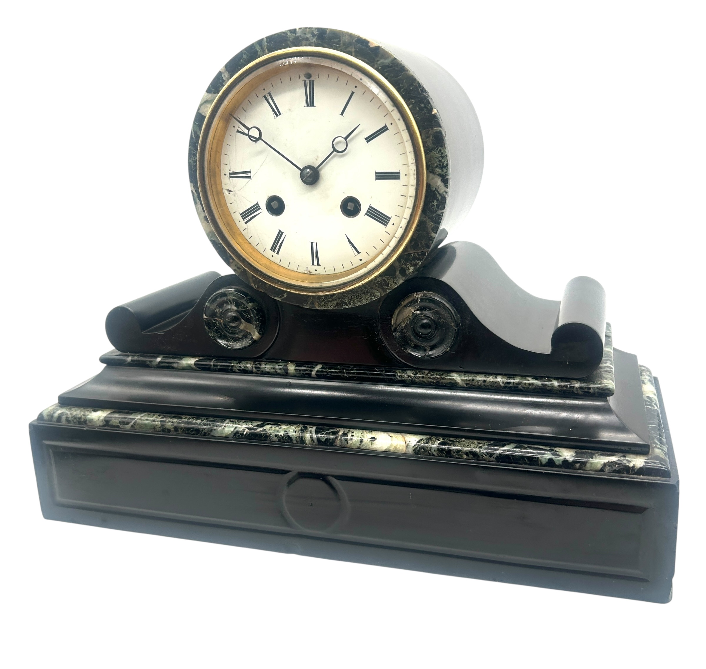 Victorian Drumhead Slate Mantel Clock