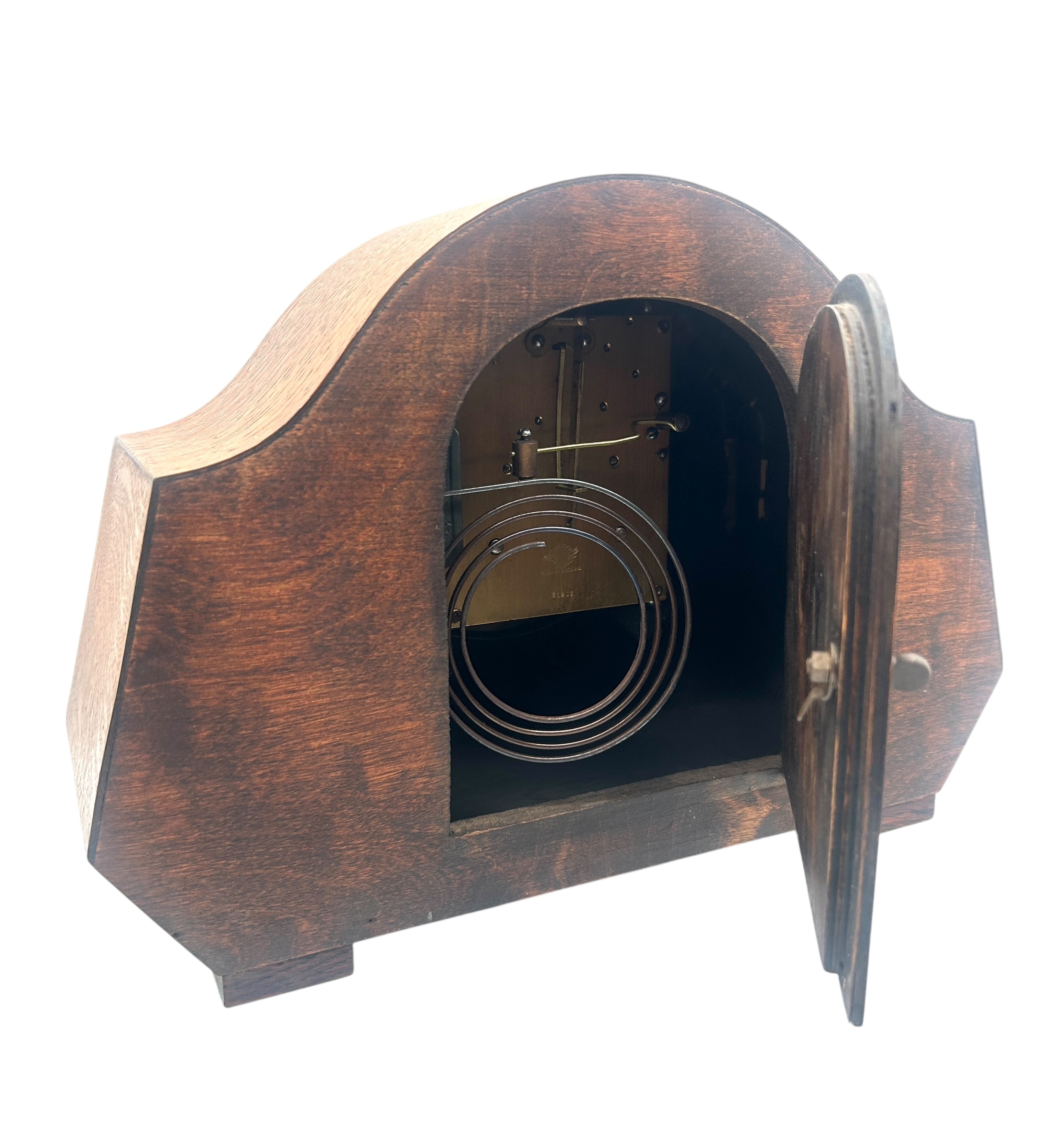 English Light Oak Art Deco Mantle Clock