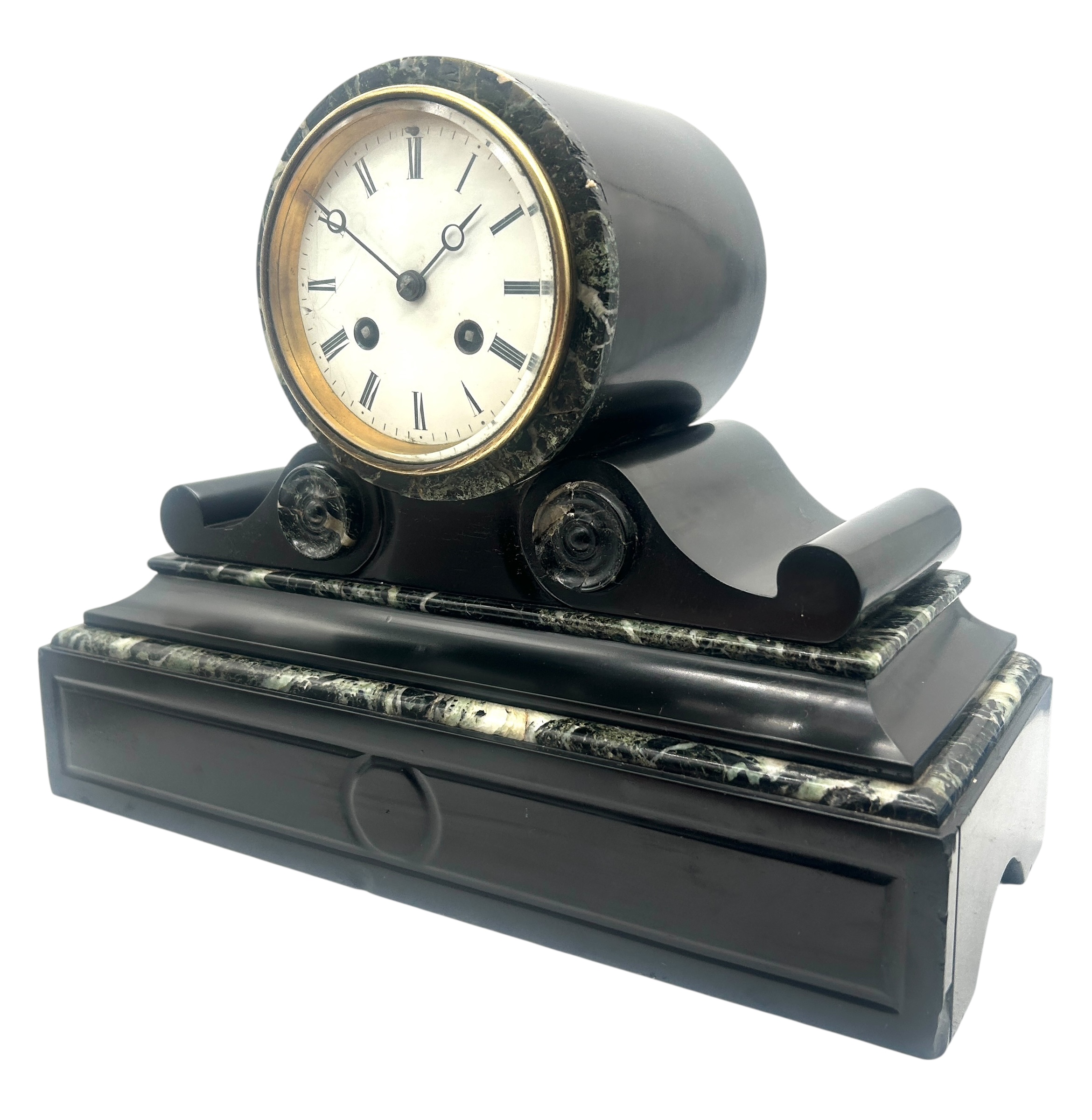 Victorian Drumhead Slate Mantel Clock