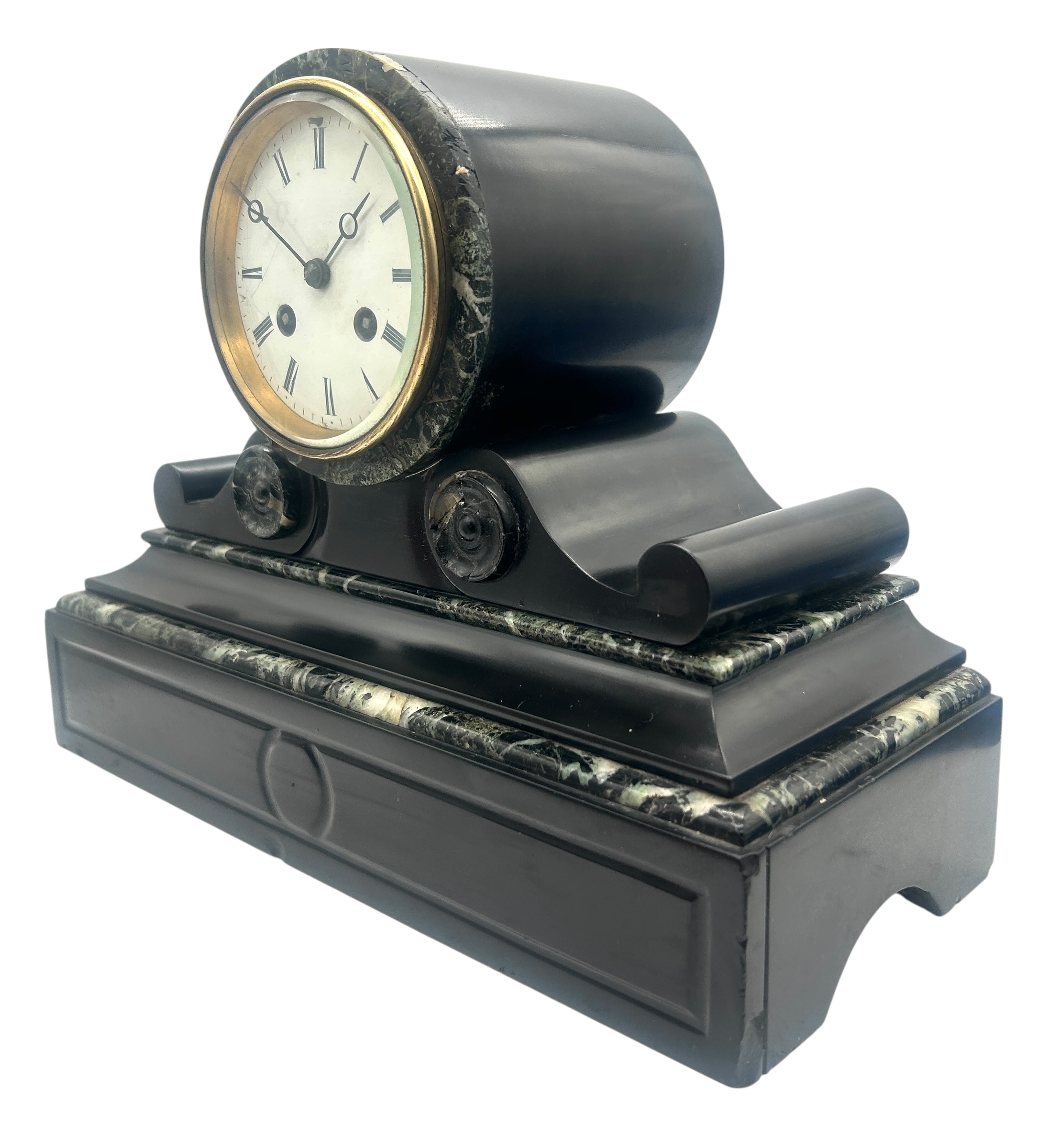 Victorian Drumhead Slate Mantel Clock