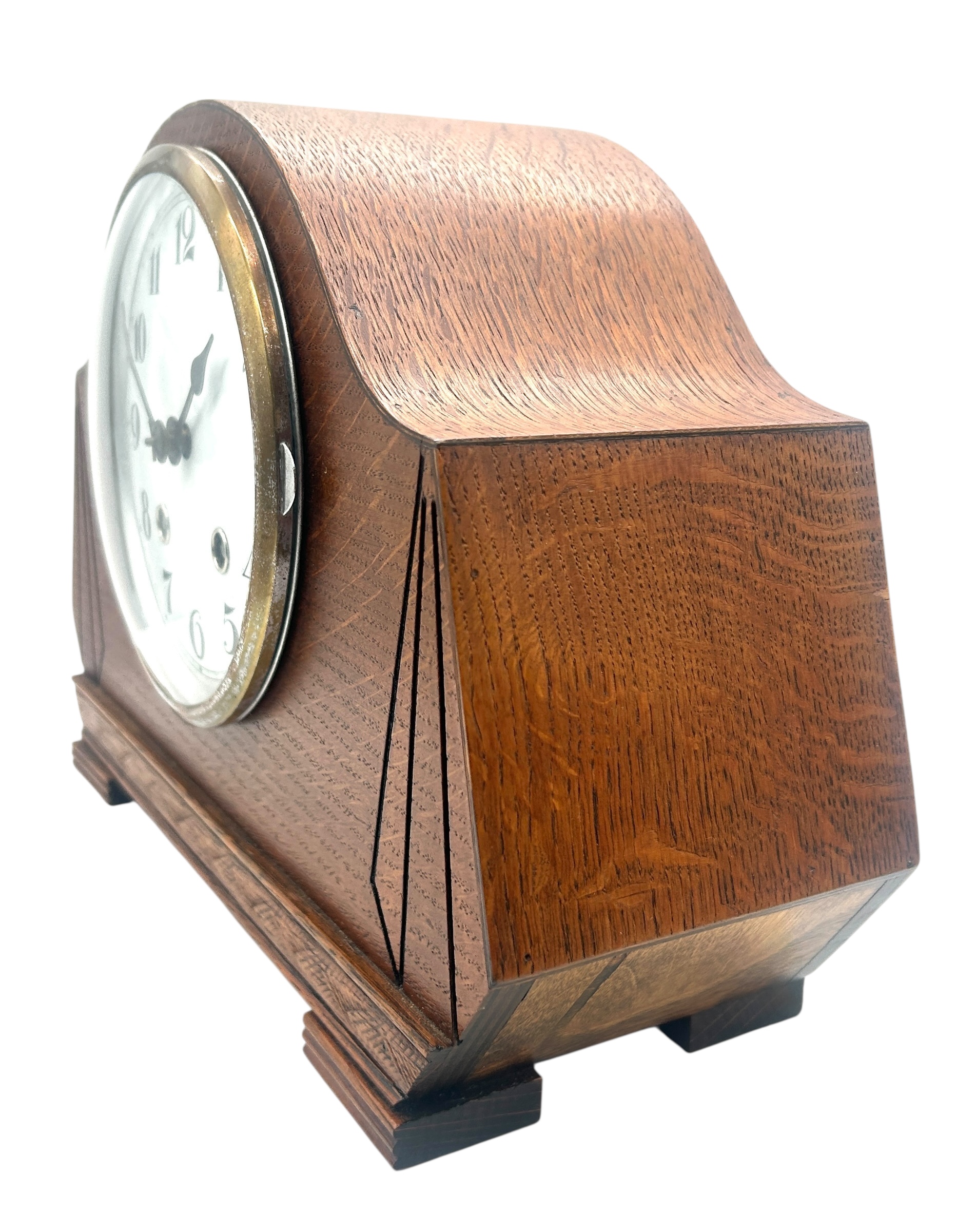 English Light Oak Art Deco Mantle Clock