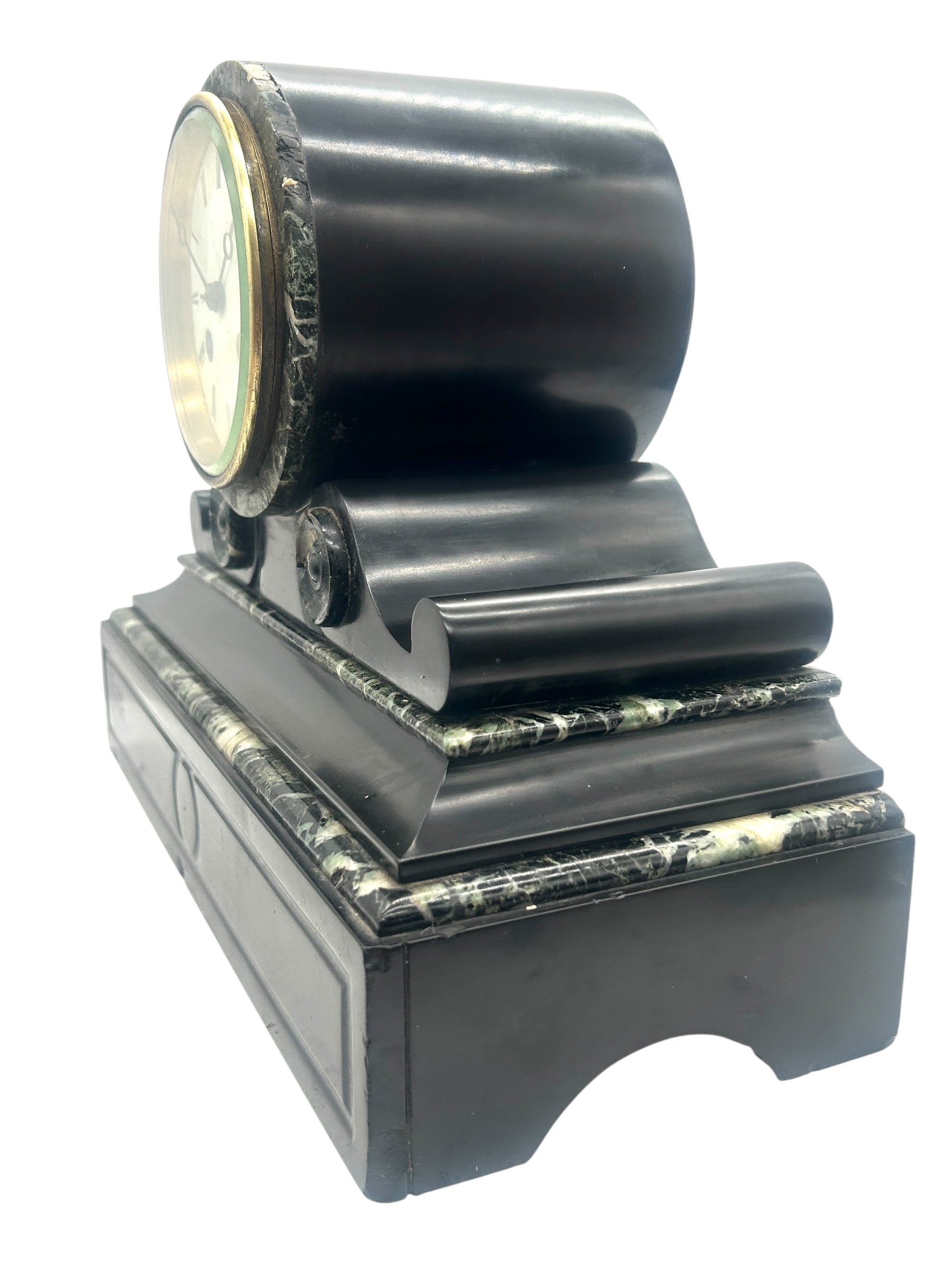 Victorian Drumhead Slate Mantel Clock