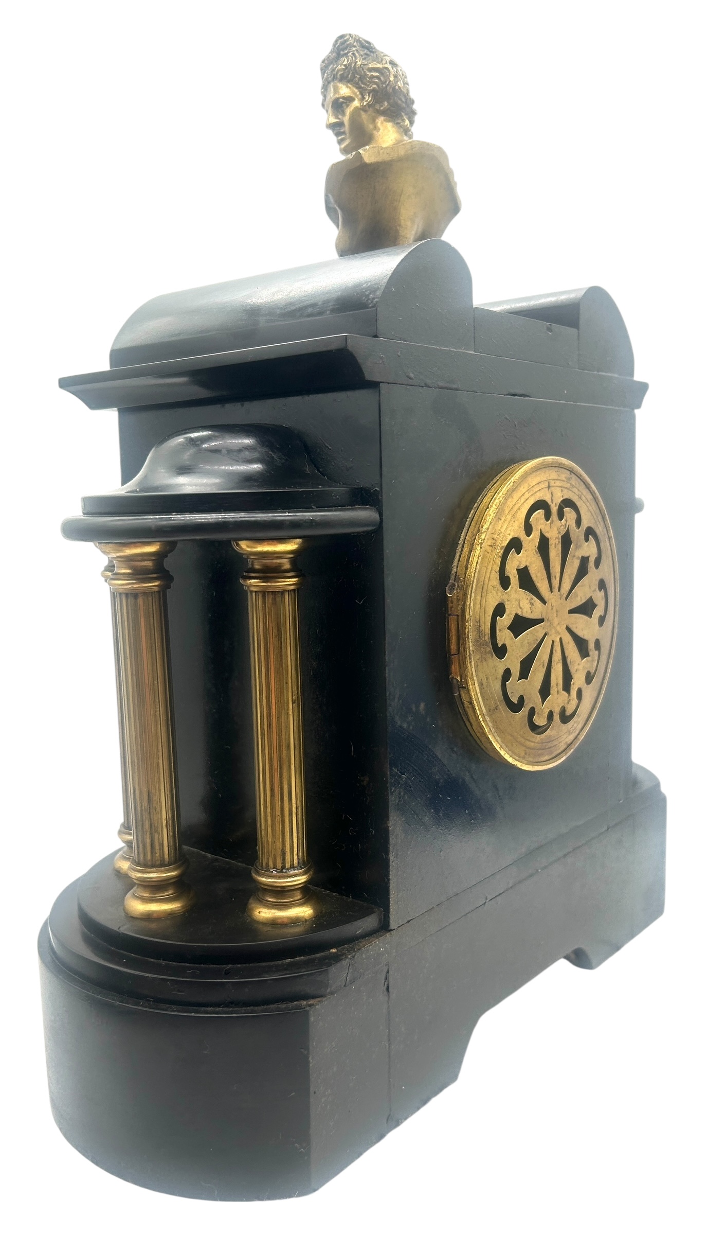 Architectural design slate & marble Mantel Clock