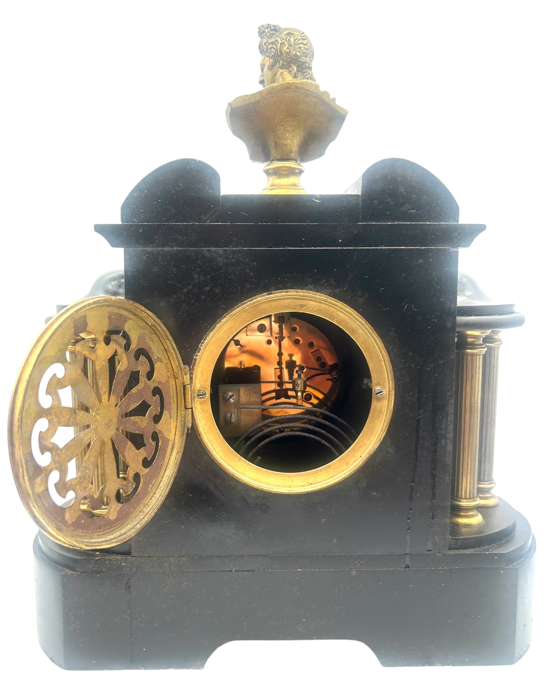 Architectural design slate & marble Mantel Clock