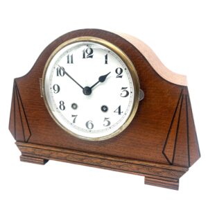 English Light Oak Art Deco Mantle Clock