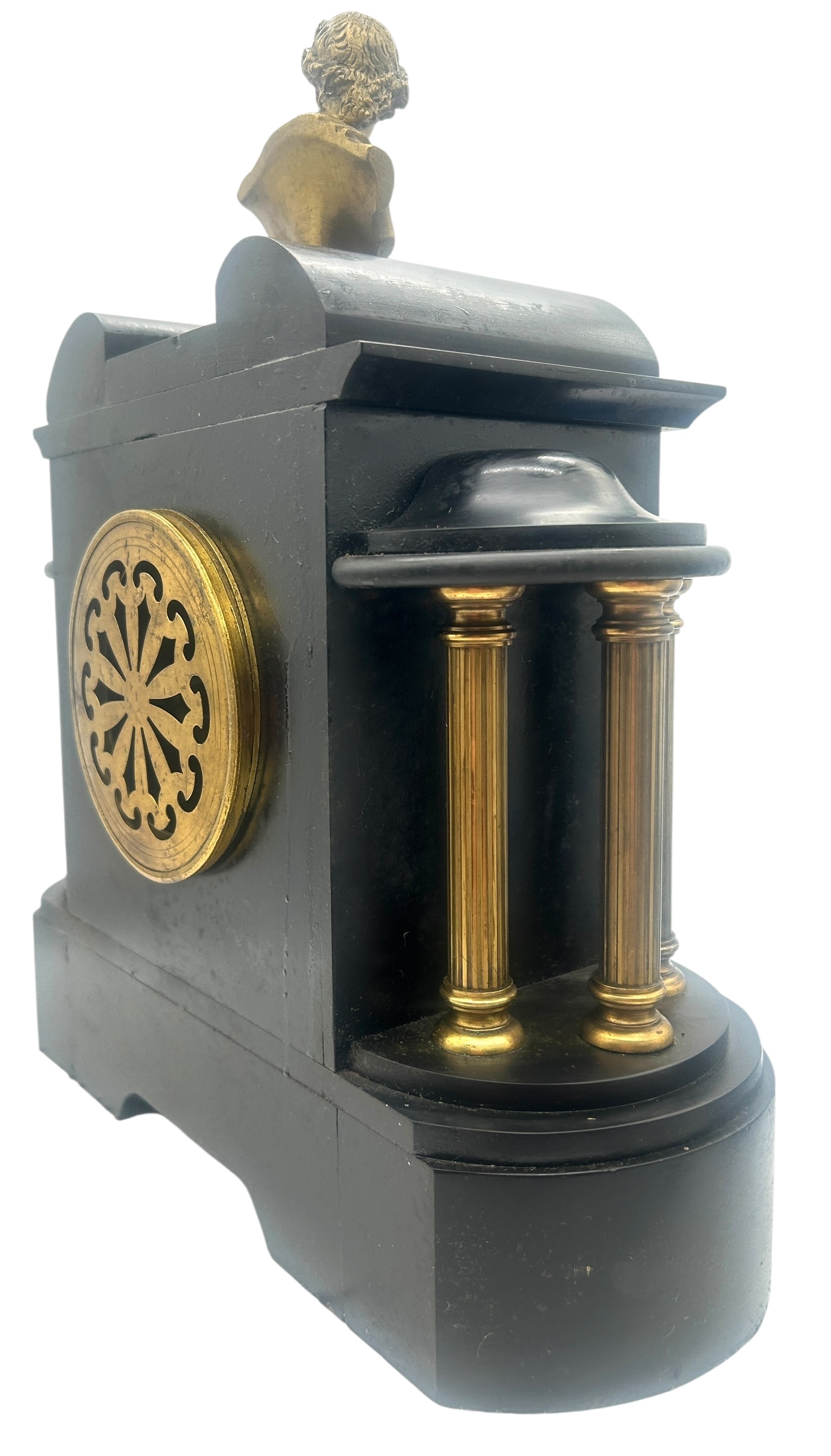 Architectural design slate & marble Mantel Clock