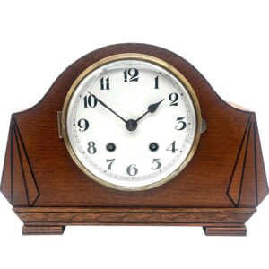 English Light Oak Art Deco Mantle Clock